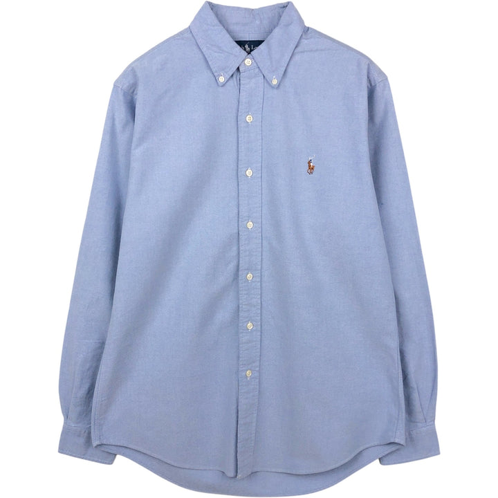 Ralph Lauren CUSTOM FIT long sleeve button down shirt, men's size M cotton Blue type light blue Vintage Second Hand