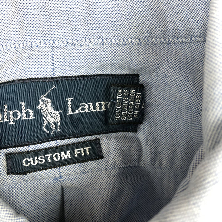 Ralph Lauren CUSTOM FIT long sleeve button down shirt, men's size M cotton Blue type light blue Vintage Second Hand