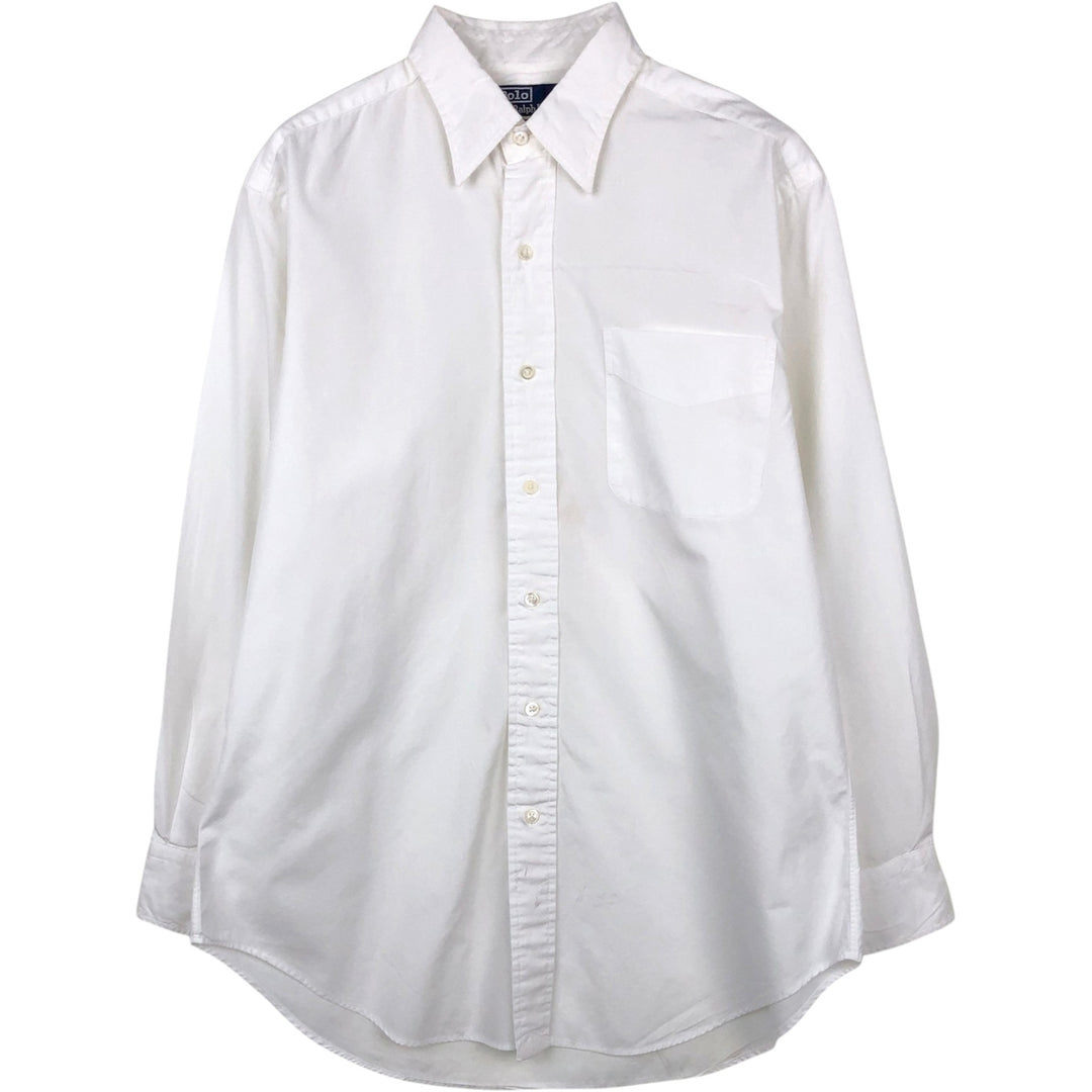 Ralph Lauren LOWELL Long-Sleeve Button-Down Shirt, Men's Size M (approx.) cotton white type Vintage Second Hand