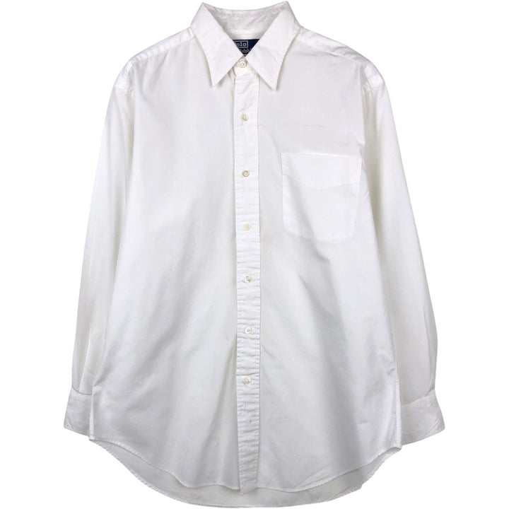 Ralph Lauren LOWELL Long-Sleeve Button-Down Shirt, Men's Size M (approx.) cotton white type Vintage Second Hand