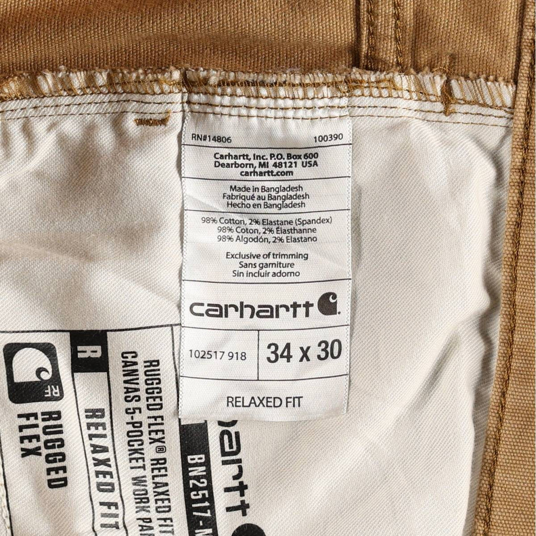 Carhartt Relaxed Fit Duck Work Pants, Men's W35 (approx.) cotton Khaki type beige Vintage Second Hand
