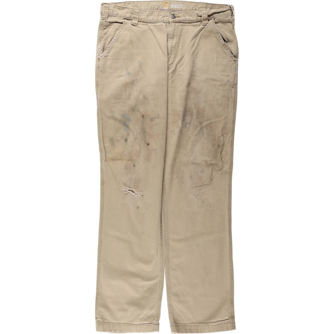 Carhartt Relaxed Fit Duck Work Pants, Men's, W36 equivalent cotton Beige type Vintage Second Hand