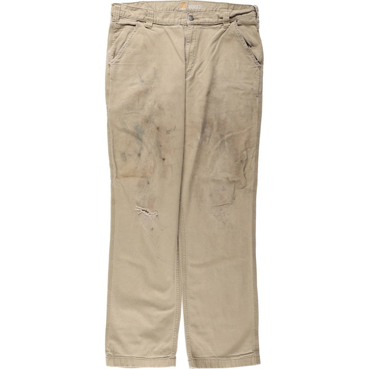 Carhartt Relaxed Fit Duck Work Pants, Men's, W36 equivalent cotton Beige type Vintage Second Hand