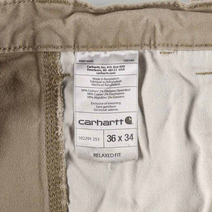 Carhartt Relaxed Fit Duck Work Pants, Men's, W36 equivalent cotton Beige type Vintage Second Hand