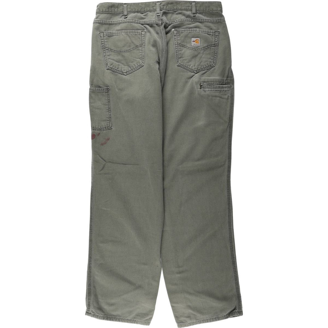 Carhartt ORIGINAL FIT FR series duck painter pants, men's size W37 (approx.) cotton Khaki type Vintage Second Hand