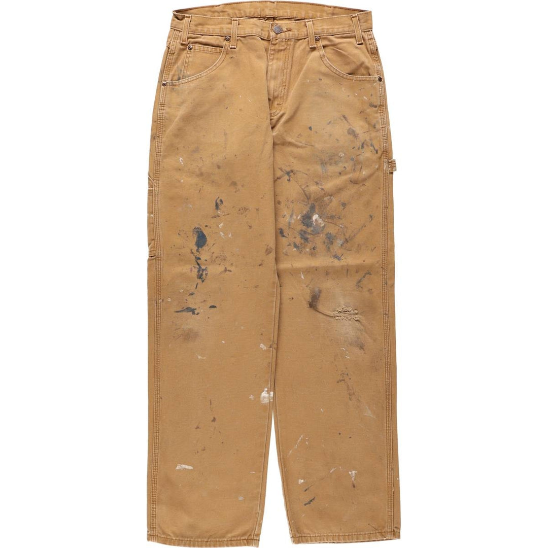 Dickies paint-splatter duck painter pants, men's size W32 (approx.) unclear Khaki type beige Vintage Second Hand