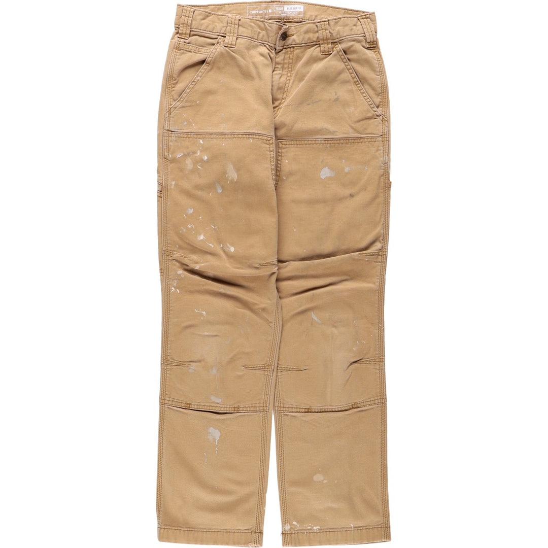 Carhartt Relaxed Fit Painted Double Knee Duck Painter Pants, Men's W30 (approx.) cotton brick settler Vintage Second Hand