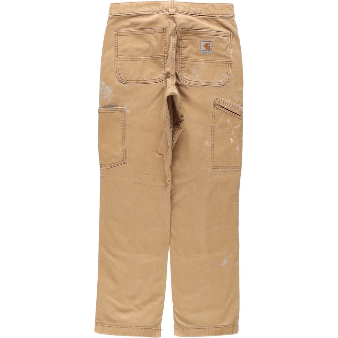 Carhartt Relaxed Fit Painted Double Knee Duck Painter Pants, Men's W30 (approx.) cotton brick settler Vintage Second Hand