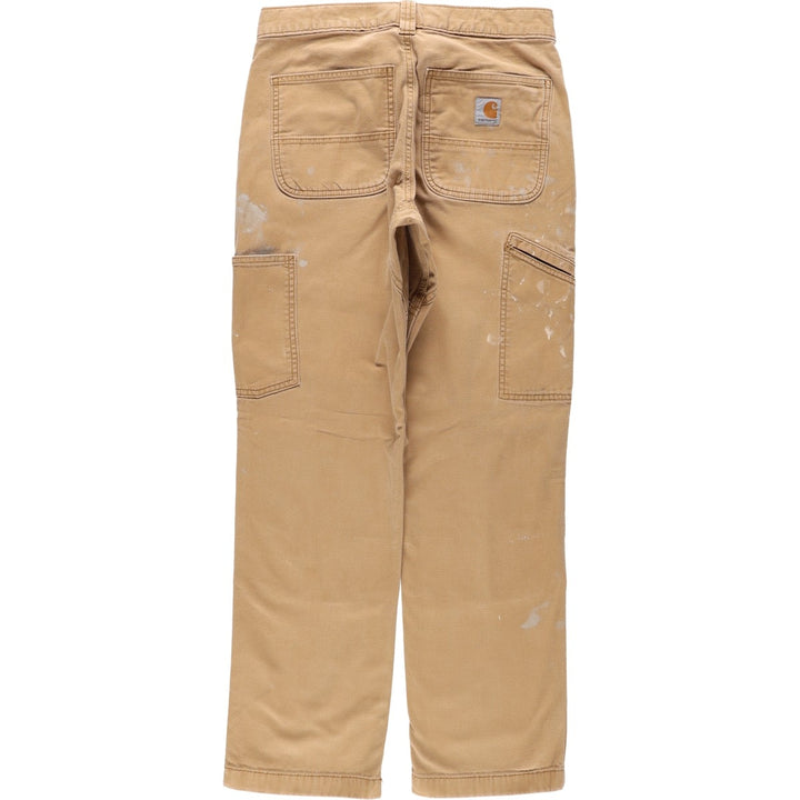 Carhartt Relaxed Fit Painted Double Knee Duck Painter Pants, Men's W30 (approx.) cotton brick settler Vintage Second Hand