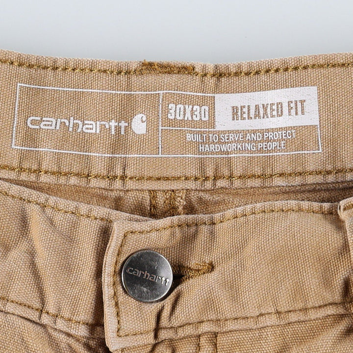 Carhartt Relaxed Fit Painted Double Knee Duck Painter Pants, Men's W30 (approx.) cotton brick settler Vintage Second Hand