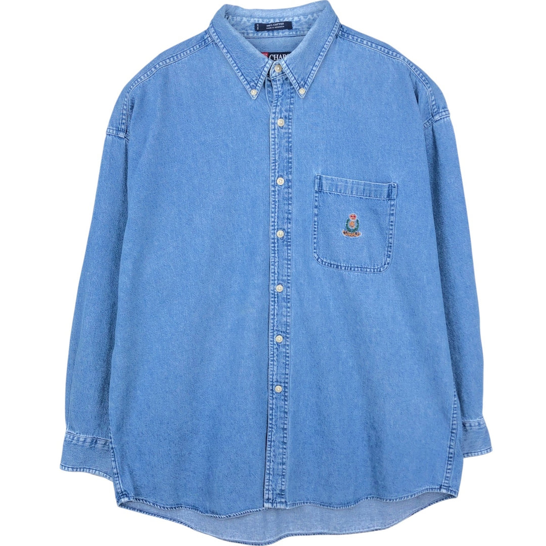 Ralph Lauren CHAPS Long Sleeve Button Down Denim Shirt Men's XL cotton blue type Vintage Second Hand