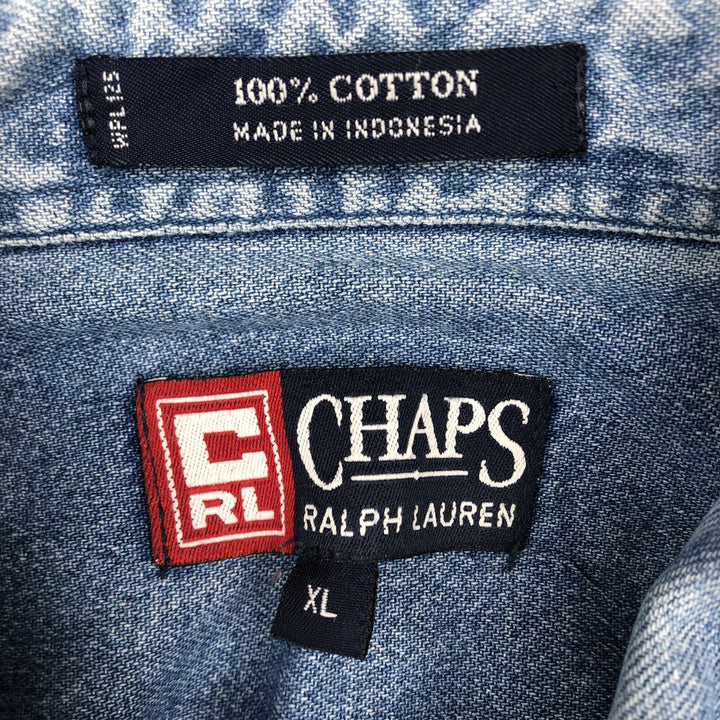 Ralph Lauren CHAPS Long Sleeve Button Down Denim Shirt Men's XL cotton blue type Vintage Second Hand