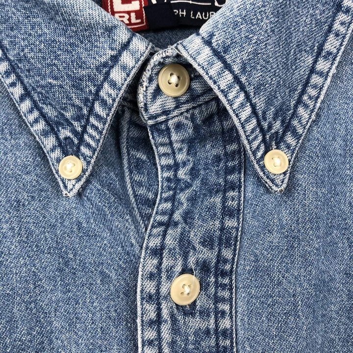 Ralph Lauren CHAPS Long Sleeve Button Down Denim Shirt Men's XL cotton blue type Vintage Second Hand