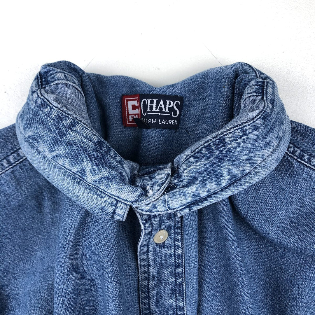 Ralph Lauren CHAPS Long Sleeve Button Down Denim Shirt Men's XL cotton blue type Vintage Second Hand