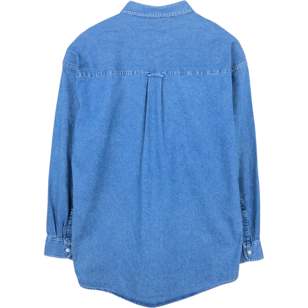 Ralph Lauren CHAPS Long Sleeve Button Down Denim Shirt Men's L Size cotton blue type Vintage Second Hand