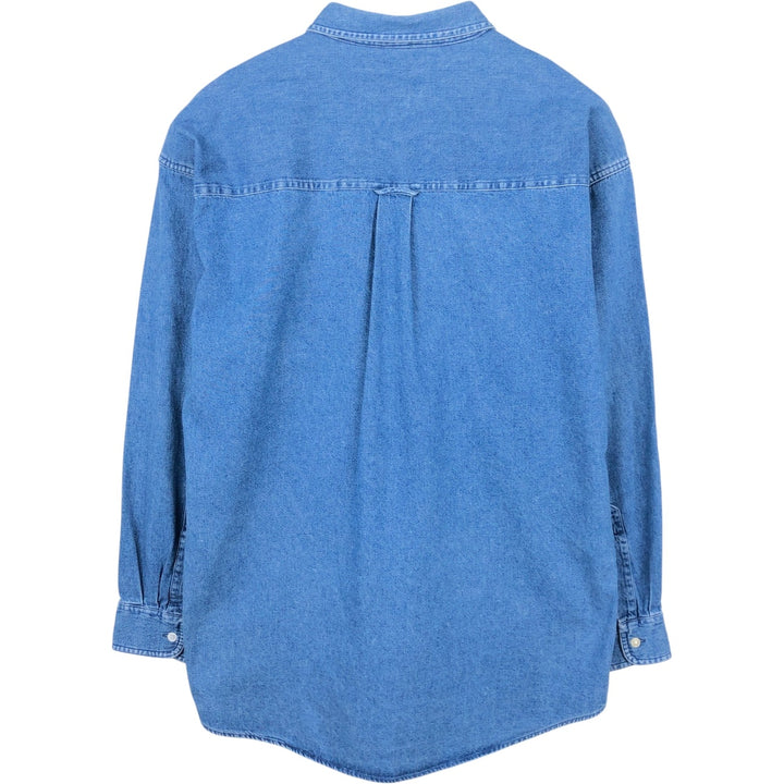 Ralph Lauren CHAPS Long Sleeve Button Down Denim Shirt Men's L Size cotton blue type Vintage Second Hand