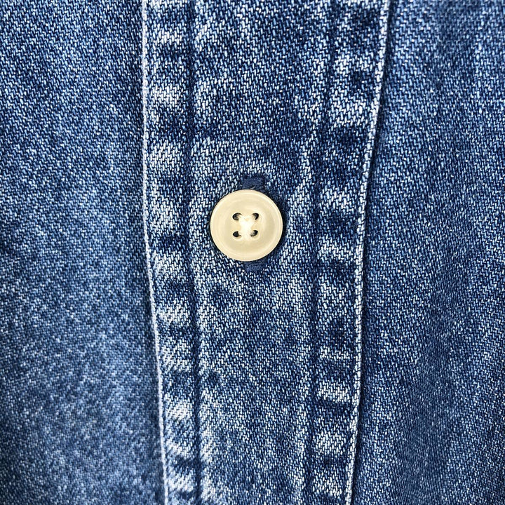 Ralph Lauren CHAPS Long Sleeve Button Down Denim Shirt Men's L Size cotton blue type Vintage Second Hand