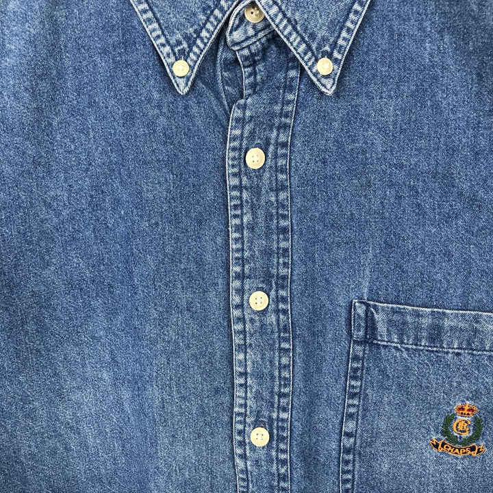 Ralph Lauren CHAPS Long Sleeve Button Down Denim Shirt Men's L Size cotton blue type Vintage Second Hand