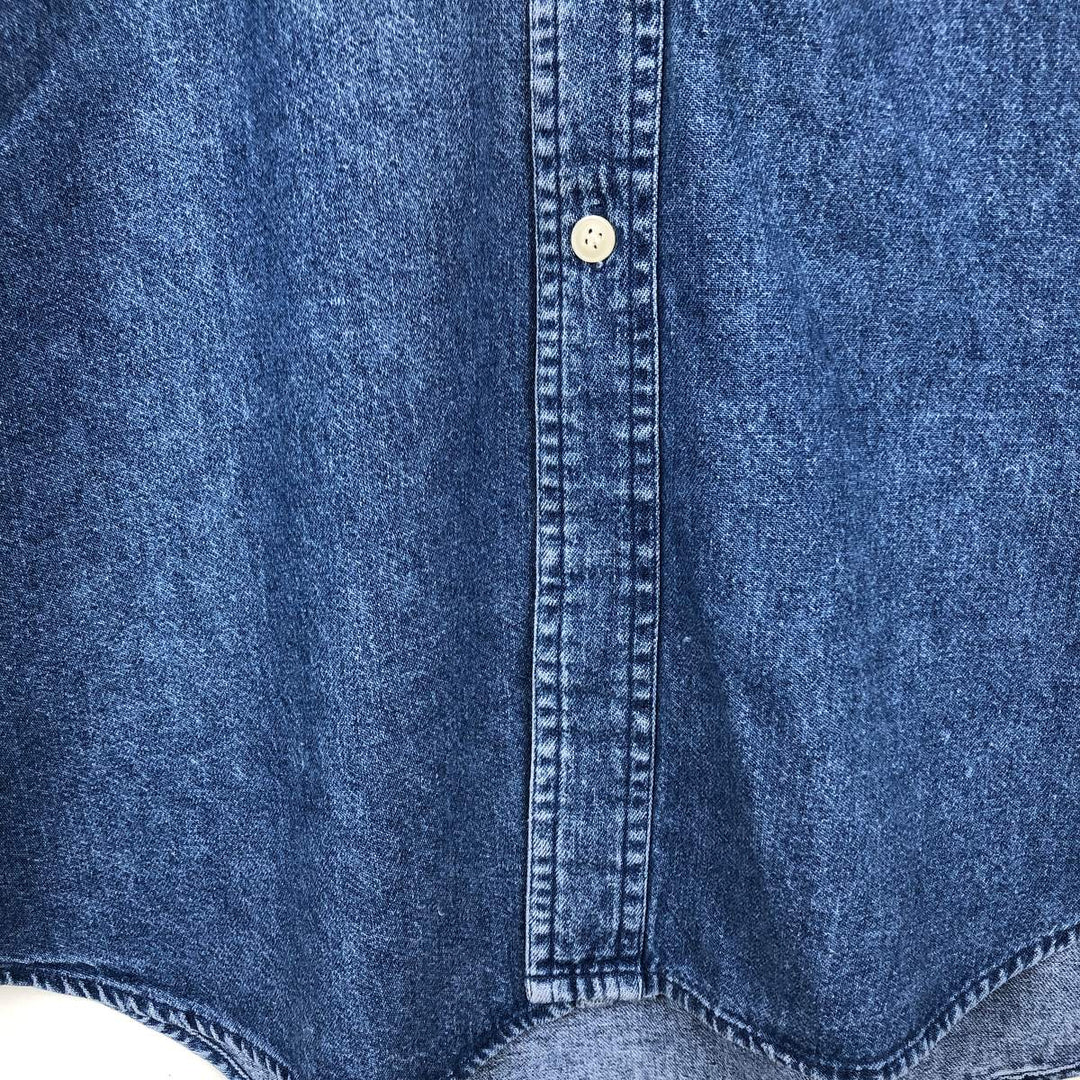 Ralph Lauren CHAPS Long Sleeve Button Down Denim Shirt Men's L Size cotton blue type Vintage Second Hand