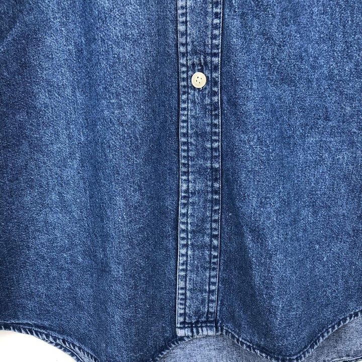 Ralph Lauren CHAPS Long Sleeve Button Down Denim Shirt Men's L Size cotton blue type Vintage Second Hand