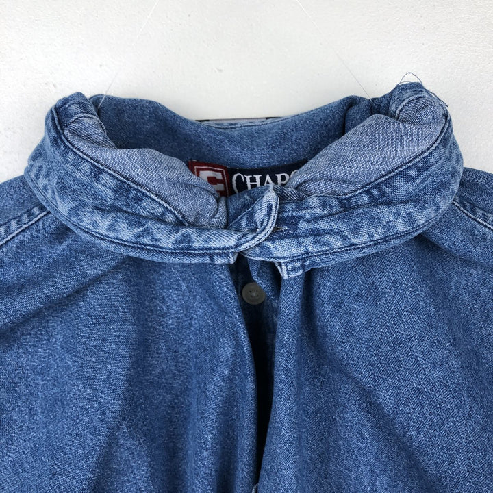 Ralph Lauren CHAPS Long Sleeve Button Down Denim Shirt Men's L Size cotton blue type Vintage Second Hand