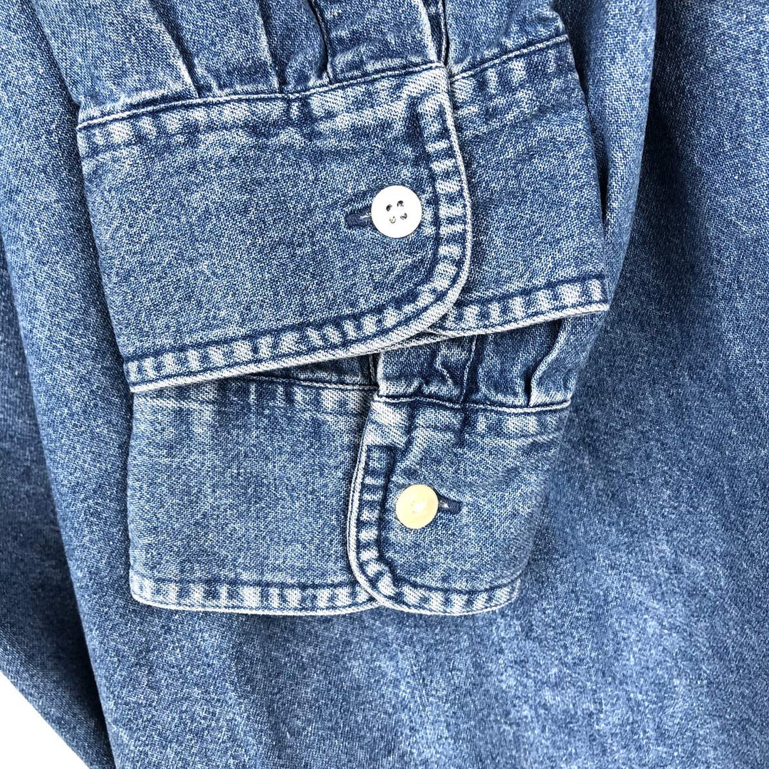 Ralph Lauren CHAPS Long Sleeve Button Down Denim Shirt Men's L Size cotton blue type Vintage Second Hand