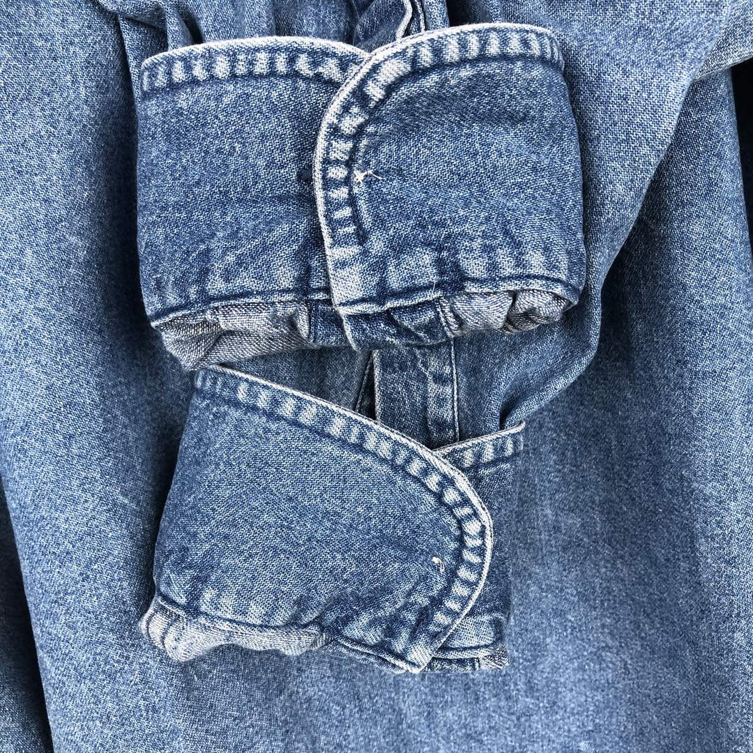 Ralph Lauren CHAPS Long Sleeve Button Down Denim Shirt Men's L Size cotton blue type Vintage Second Hand