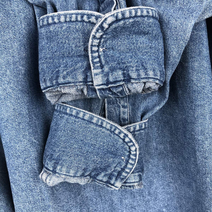 Ralph Lauren CHAPS Long Sleeve Button Down Denim Shirt Men's L Size cotton blue type Vintage Second Hand