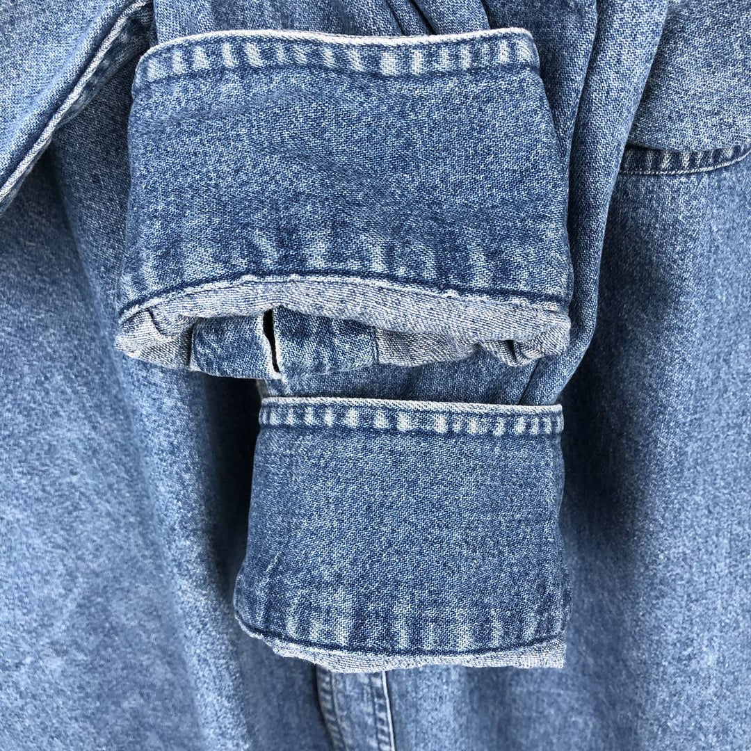 Ralph Lauren CHAPS Long Sleeve Button Down Denim Shirt Men's L Size cotton blue type Vintage Second Hand