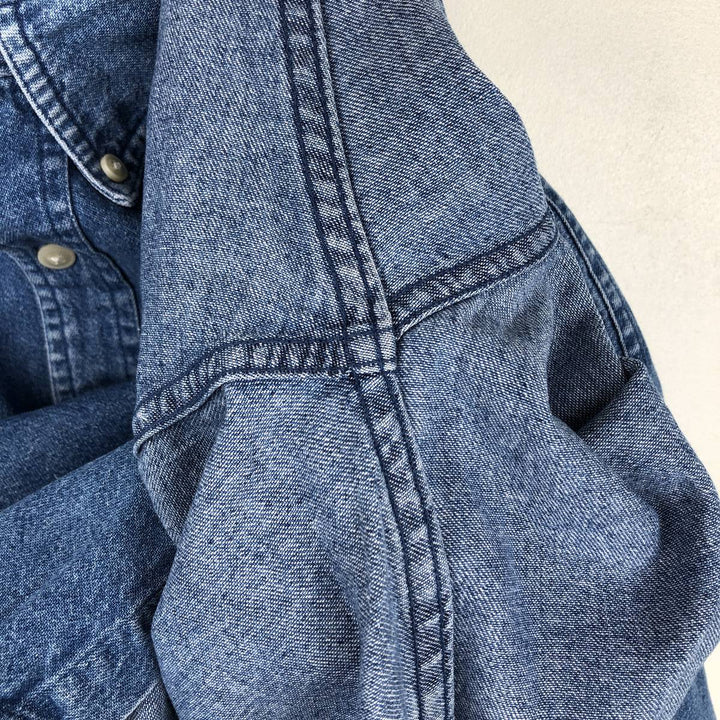 Ralph Lauren CHAPS Long Sleeve Button Down Denim Shirt Men's L Size cotton blue type Vintage Second Hand