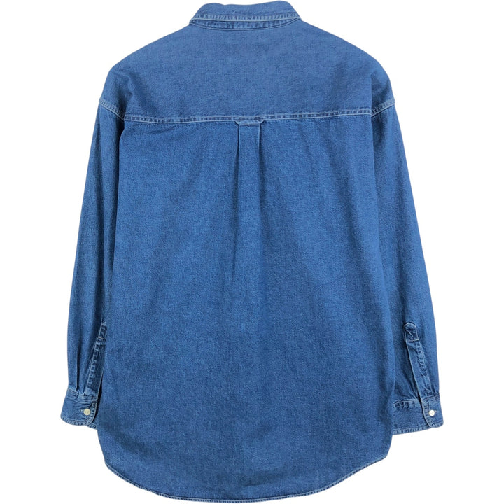 Ralph Lauren CHAPS Long Sleeve Button Down Denim Shirt Men's L Size cotton navy blue type Vintage Second Hand