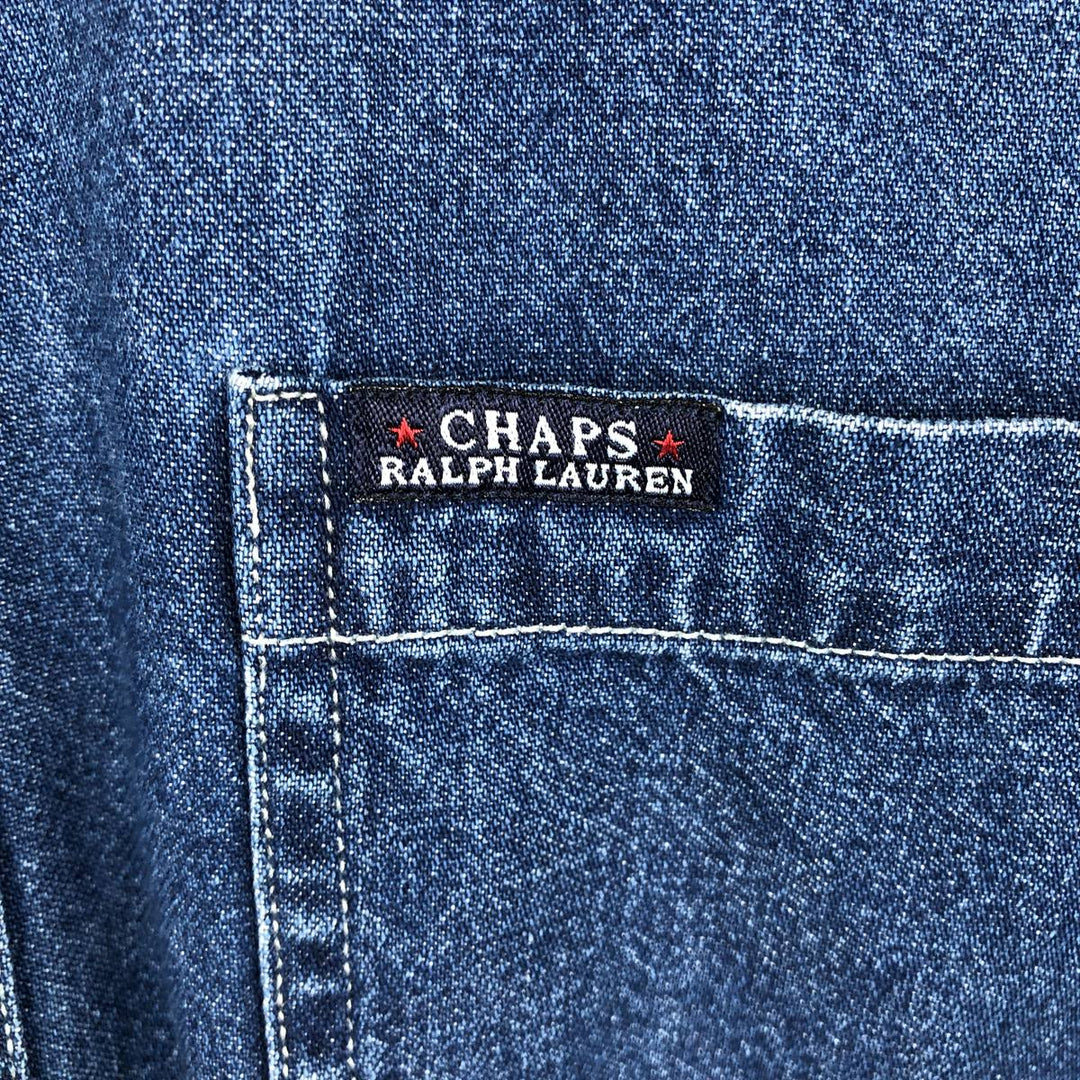Ralph Lauren CHAPS Long Sleeve Button Down Denim Shirt Men's L Size cotton navy blue type Vintage Second Hand