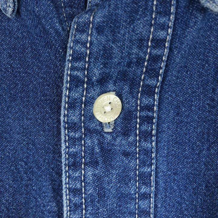 Ralph Lauren CHAPS Long Sleeve Button Down Denim Shirt Men's L Size cotton navy blue type Vintage Second Hand