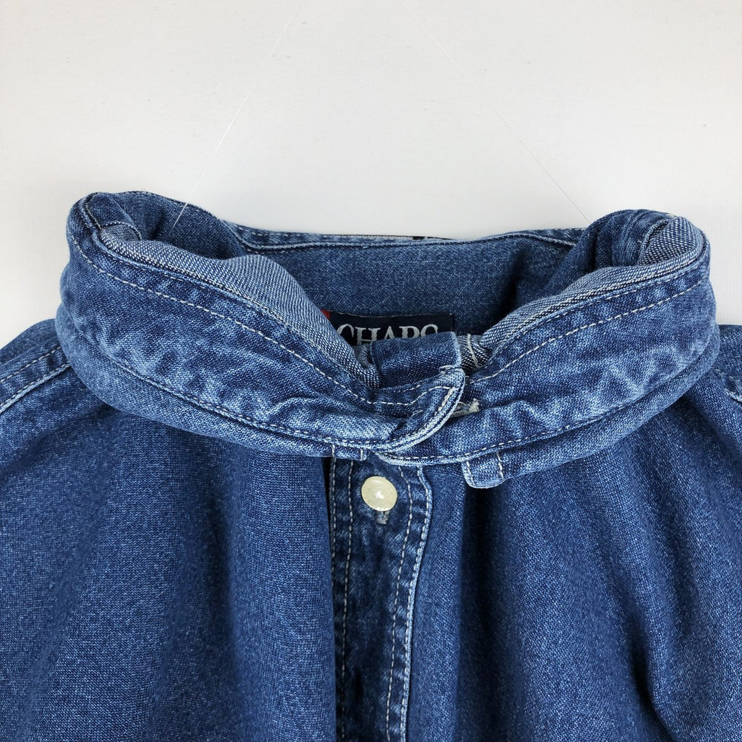 Ralph Lauren CHAPS Long Sleeve Button Down Denim Shirt Men's L Size cotton navy blue type Vintage Second Hand