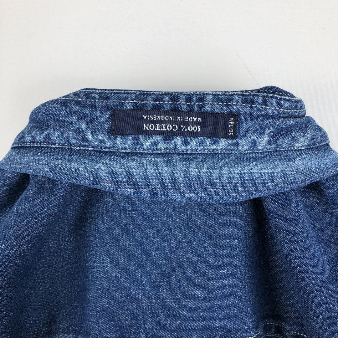 Ralph Lauren CHAPS Long Sleeve Button Down Denim Shirt Men's L Size cotton navy blue type Vintage Second Hand