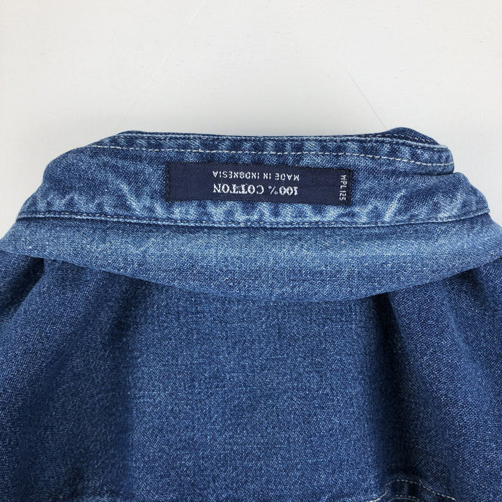 Ralph Lauren CHAPS Long Sleeve Button Down Denim Shirt Men's L Size cotton navy blue type Vintage Second Hand