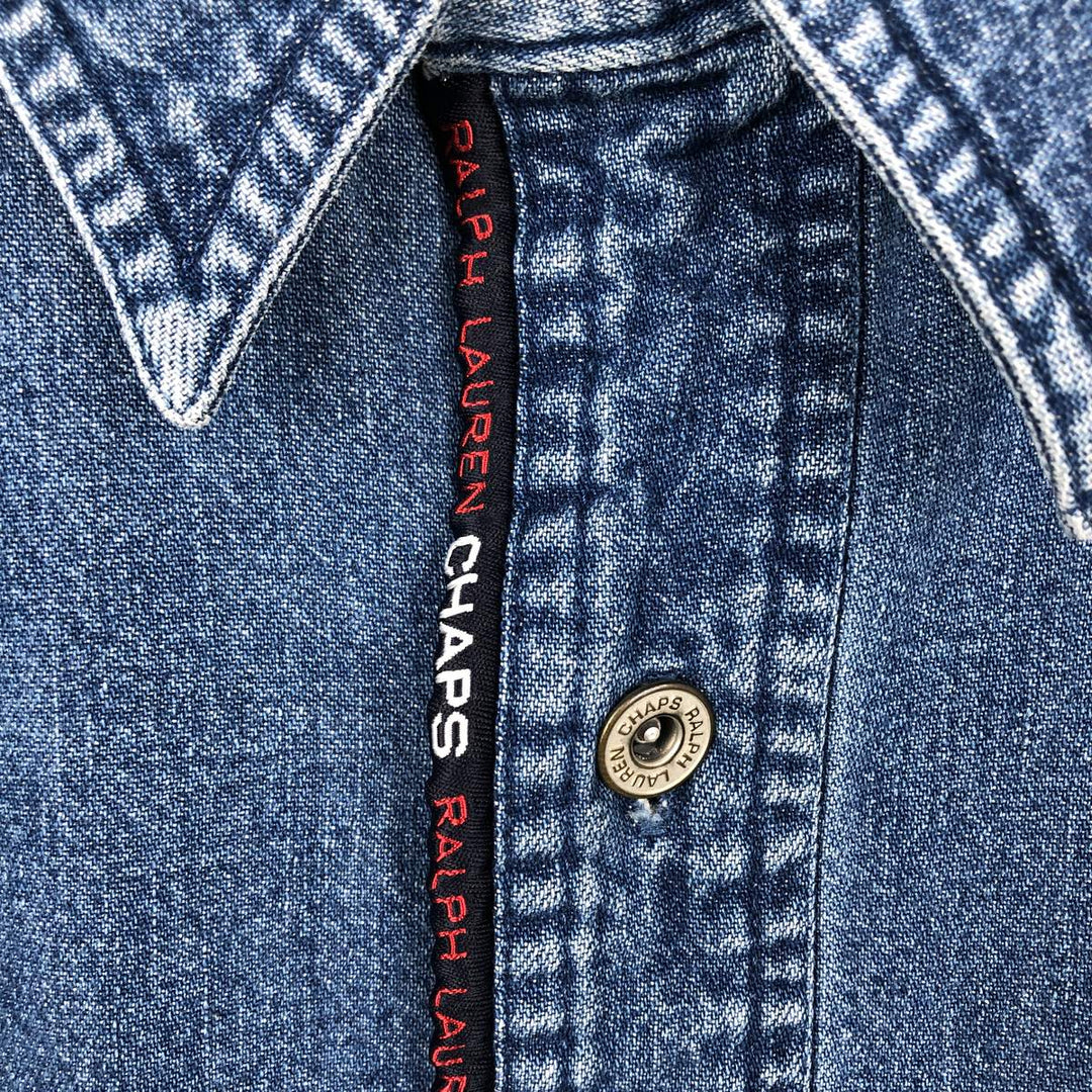 Ralph Lauren CHAPS Long-Sleeve Denim Shirt, Men's Size XL (approx.) cotton blue type Vintage Second Hand