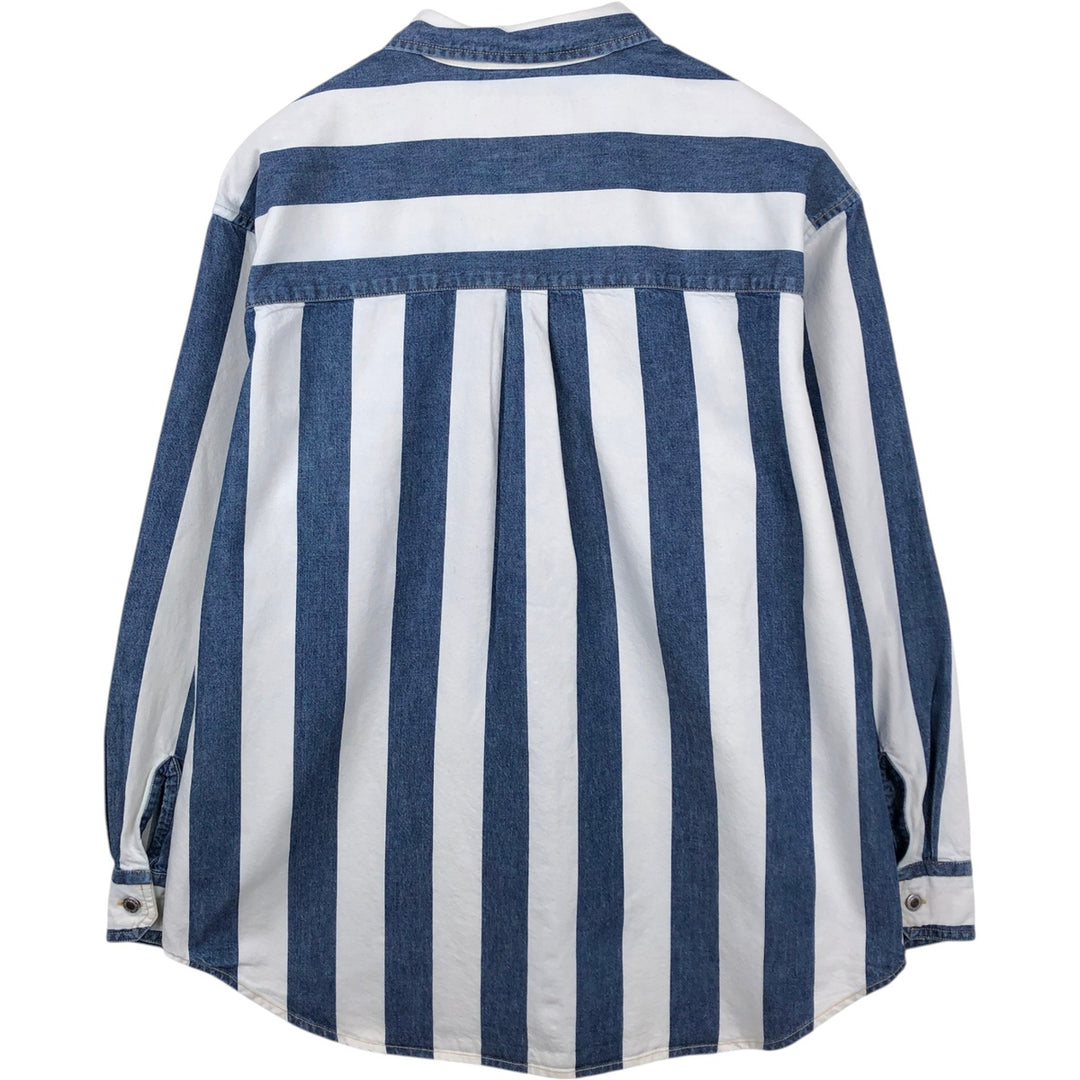 Levi's SILVER TAB Stripe Pattern Long-Sleeve Denim Shirt, Men's Size M (approx.) cotton blue type Vintage Second Hand