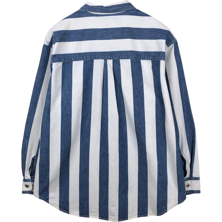 Levi's SILVER TAB Stripe Pattern Long-Sleeve Denim Shirt, Men's Size M (approx.) cotton blue type Vintage Second Hand