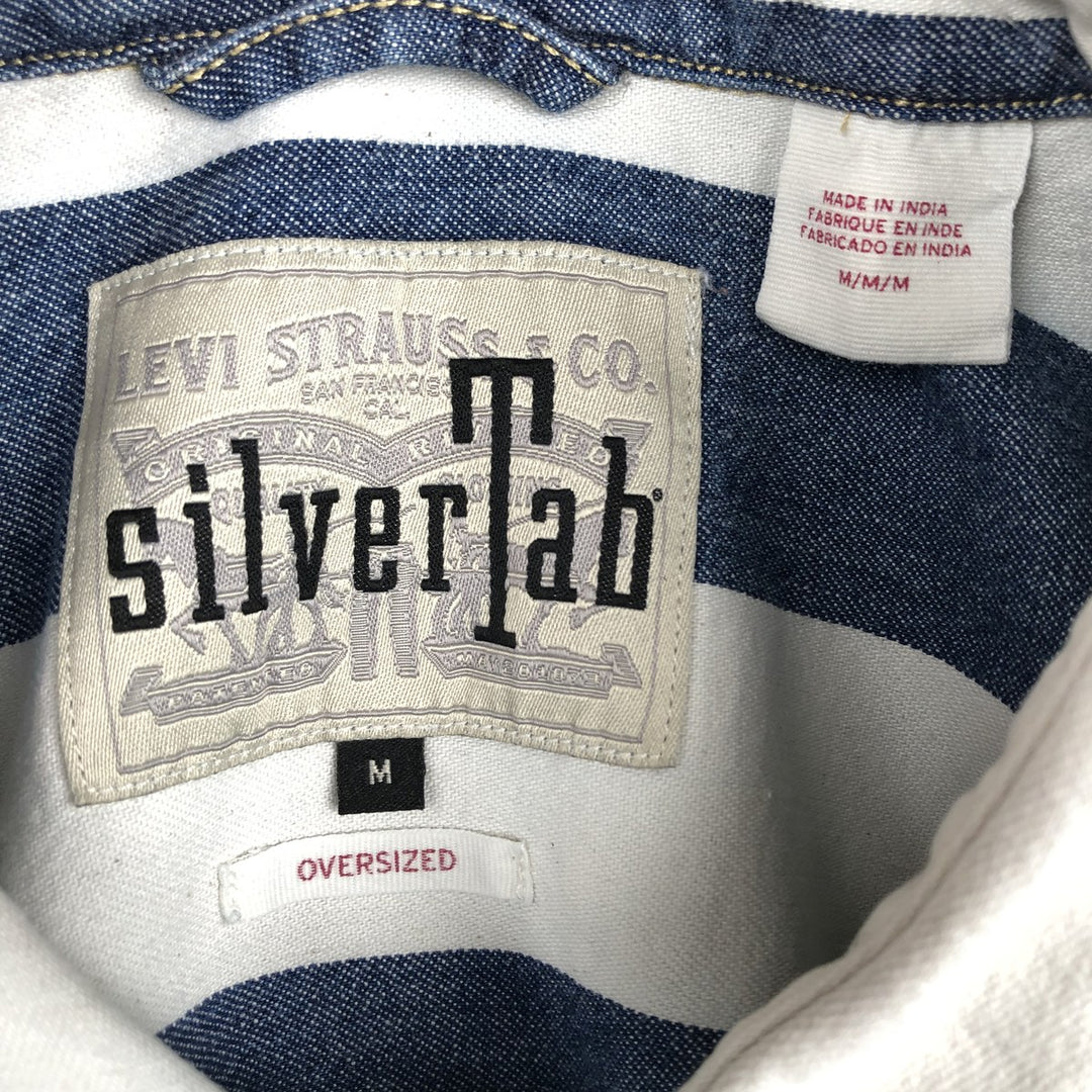 Levi's SILVER TAB Stripe Pattern Long-Sleeve Denim Shirt, Men's Size M (approx.) cotton blue type Vintage Second Hand