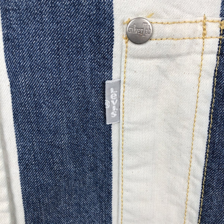 Levi's SILVER TAB Stripe Pattern Long-Sleeve Denim Shirt, Men's Size M (approx.) cotton blue type Vintage Second Hand
