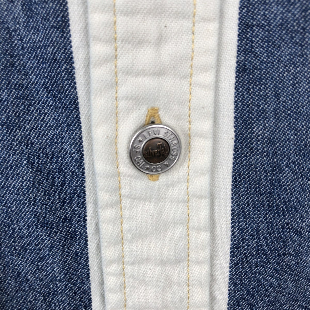 Levi's SILVER TAB Stripe Pattern Long-Sleeve Denim Shirt, Men's Size M (approx.) cotton blue type Vintage Second Hand