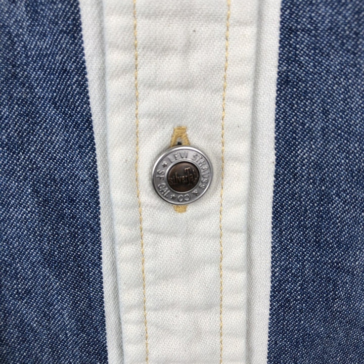 Levi's SILVER TAB Stripe Pattern Long-Sleeve Denim Shirt, Men's Size M (approx.) cotton blue type Vintage Second Hand