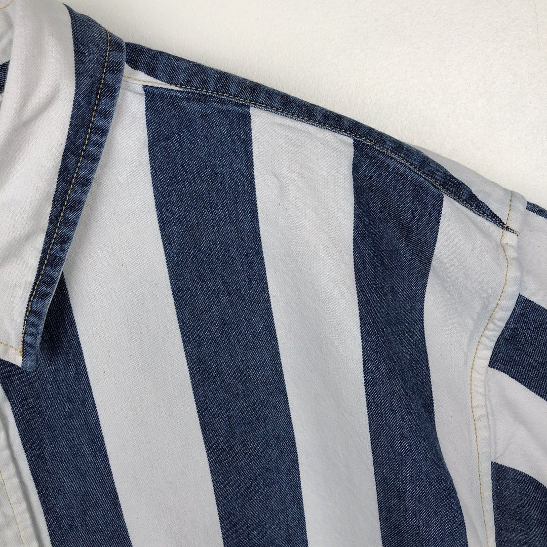 Levi's SILVER TAB Stripe Pattern Long-Sleeve Denim Shirt, Men's Size M (approx.) cotton blue type Vintage Second Hand