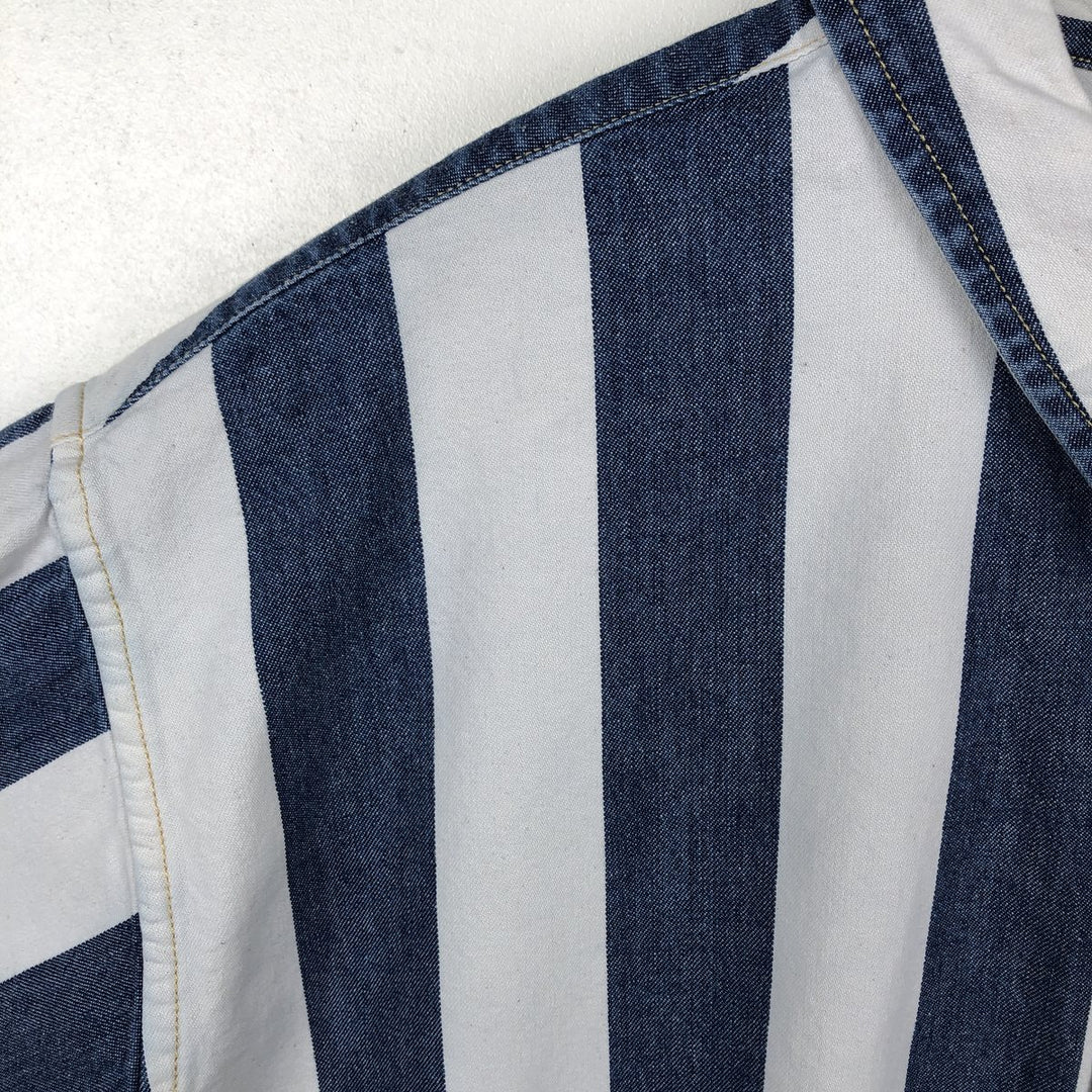 Levi's SILVER TAB Stripe Pattern Long-Sleeve Denim Shirt, Men's Size M (approx.) cotton blue type Vintage Second Hand