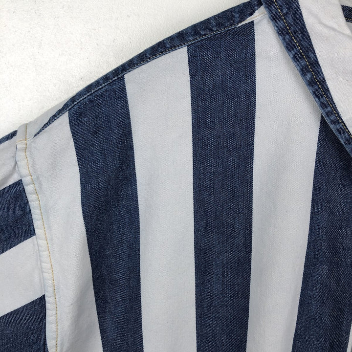 Levi's SILVER TAB Stripe Pattern Long-Sleeve Denim Shirt, Men's Size M (approx.) cotton blue type Vintage Second Hand