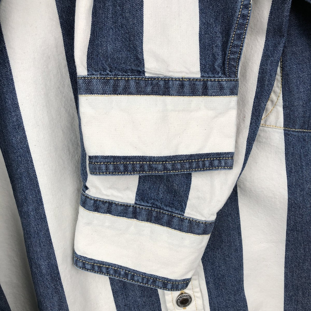 Levi's SILVER TAB Stripe Pattern Long-Sleeve Denim Shirt, Men's Size M (approx.) cotton blue type Vintage Second Hand