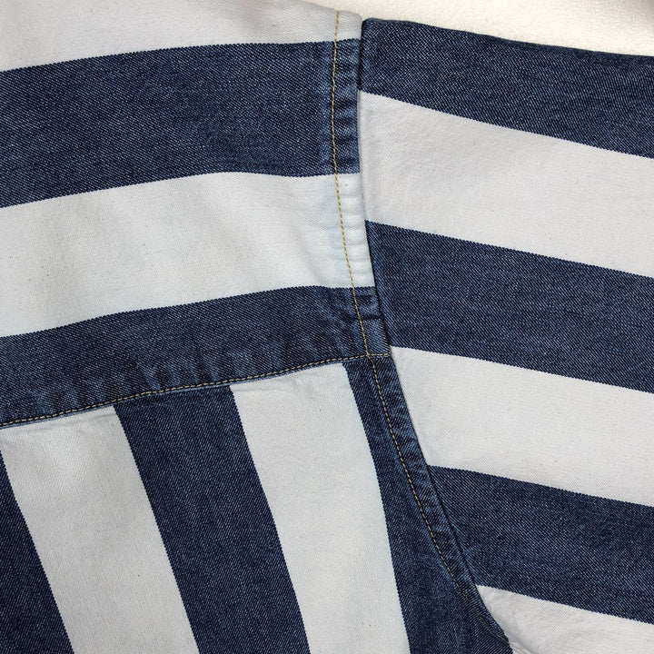 Levi's SILVER TAB Stripe Pattern Long-Sleeve Denim Shirt, Men's Size M (approx.) cotton blue type Vintage Second Hand
