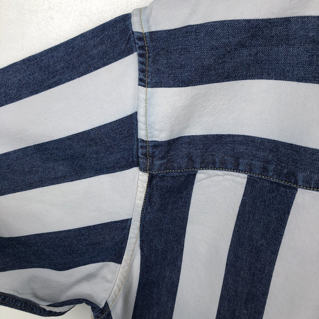 Levi's SILVER TAB Stripe Pattern Long-Sleeve Denim Shirt, Men's Size M (approx.) cotton blue type Vintage Second Hand