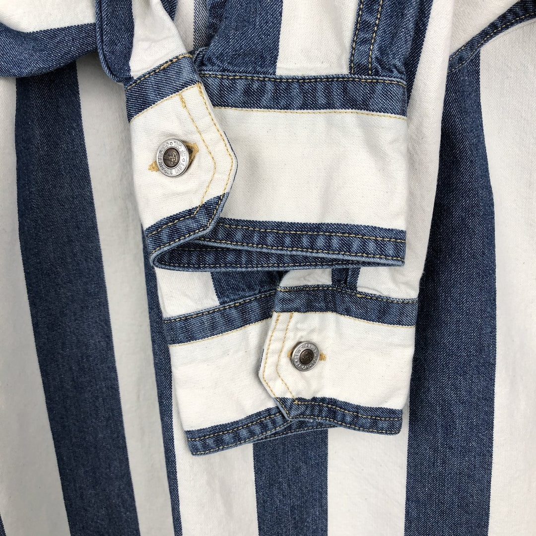 Levi's SILVER TAB Stripe Pattern Long-Sleeve Denim Shirt, Men's Size M (approx.) cotton blue type Vintage Second Hand